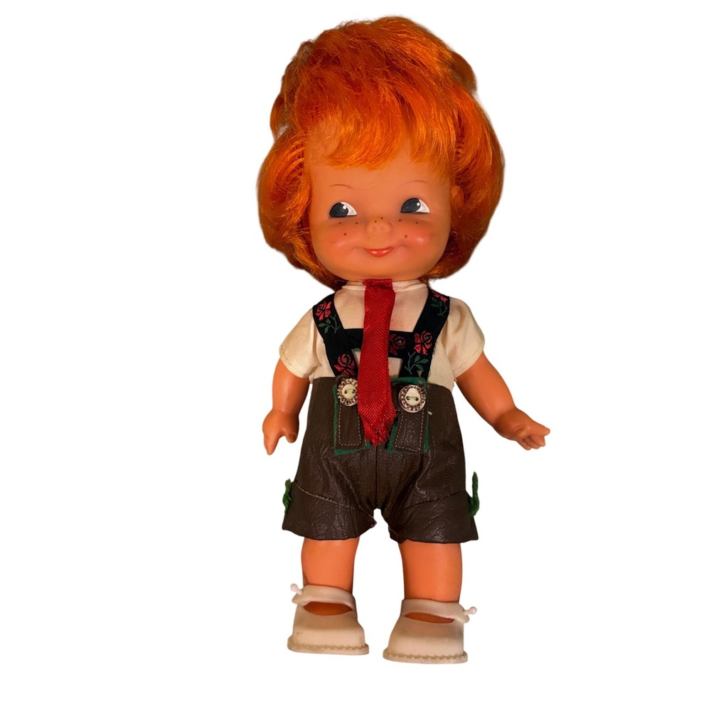Lissi Lederhosen Boy Doll Kids 9" Vintage German Orange Red Hair